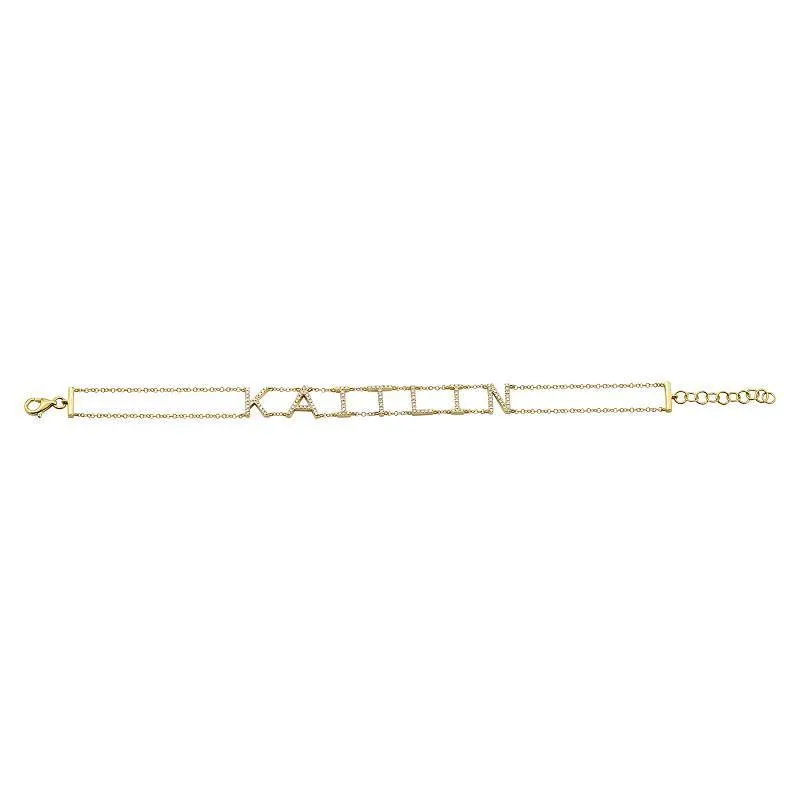 14k Yellow Gold Diamond Name Bracelet