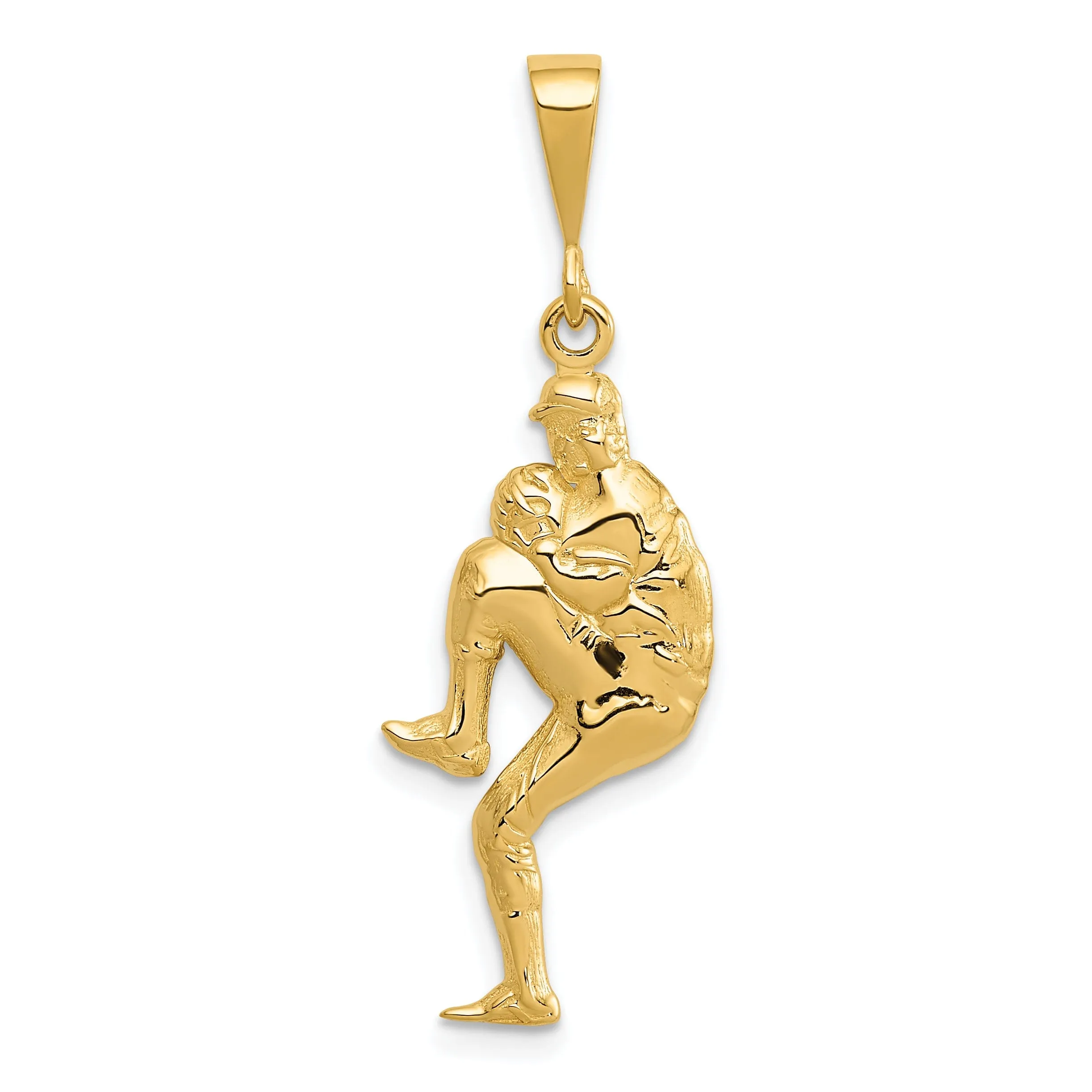 14k Yellow Gold Pitcher Baseball Charm Pendant