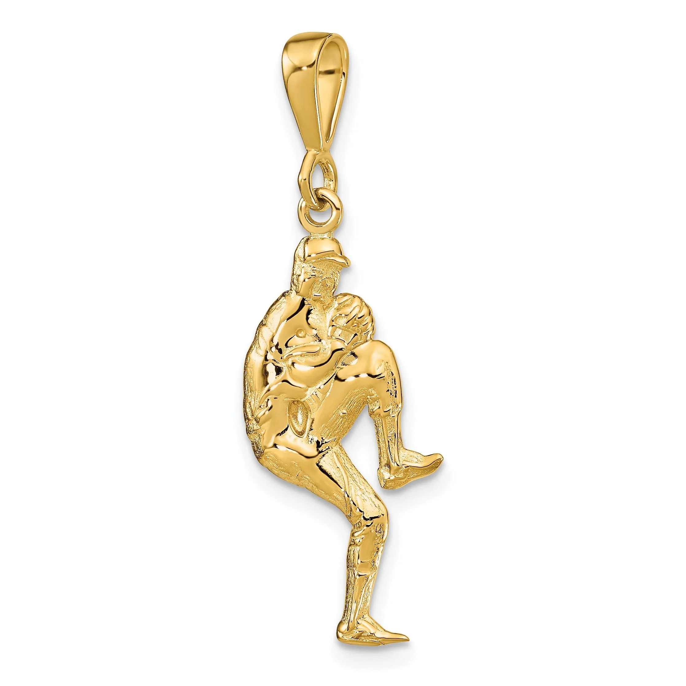 14k Yellow Gold Pitcher Baseball Charm Pendant