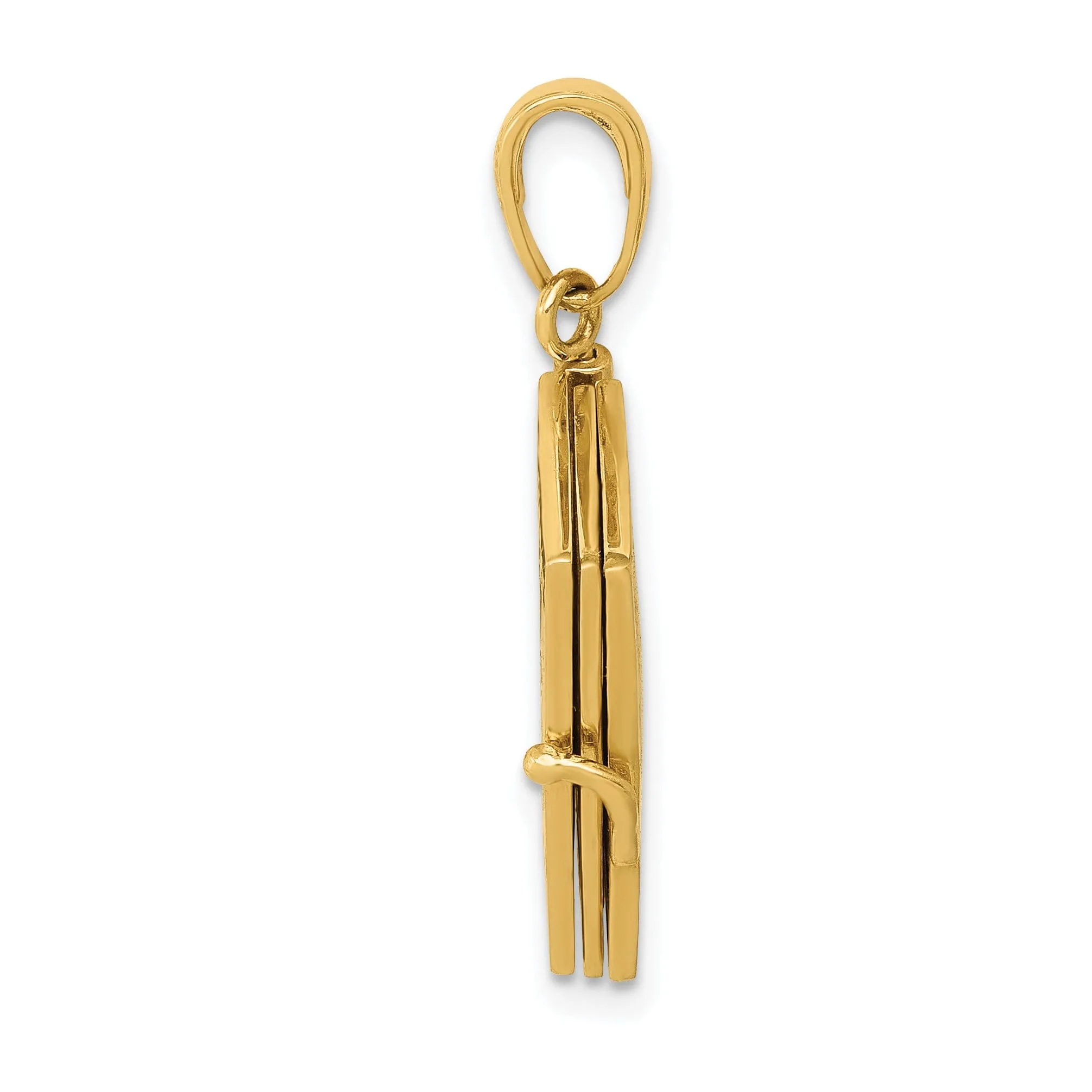 14k Yellow Gold Polished Blue Enamel Finish 3-Dimensional U.S.A Passport Book Opens Charm Pendant