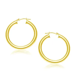 14k Yellow Gold Polished Hoop Earrings (30 mm) Weight 3.6 grams