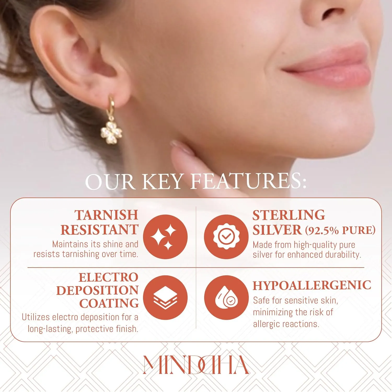 14K/18K Gold Plated Drop Dangle Clover Huggie Hoop Earrings for Women  Dainty Four-Leaf Clover Earrings with Charm  Sterling Silver Post Jewelry for Everyday and Special Occasion 24mm x 11mm