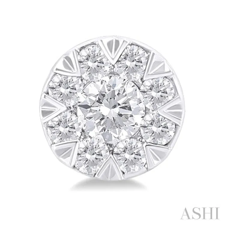 1/6 Ctw Lovebright Petite Round Shape Round Cut Diamond Fashion Stud Earring in 10K White Gold