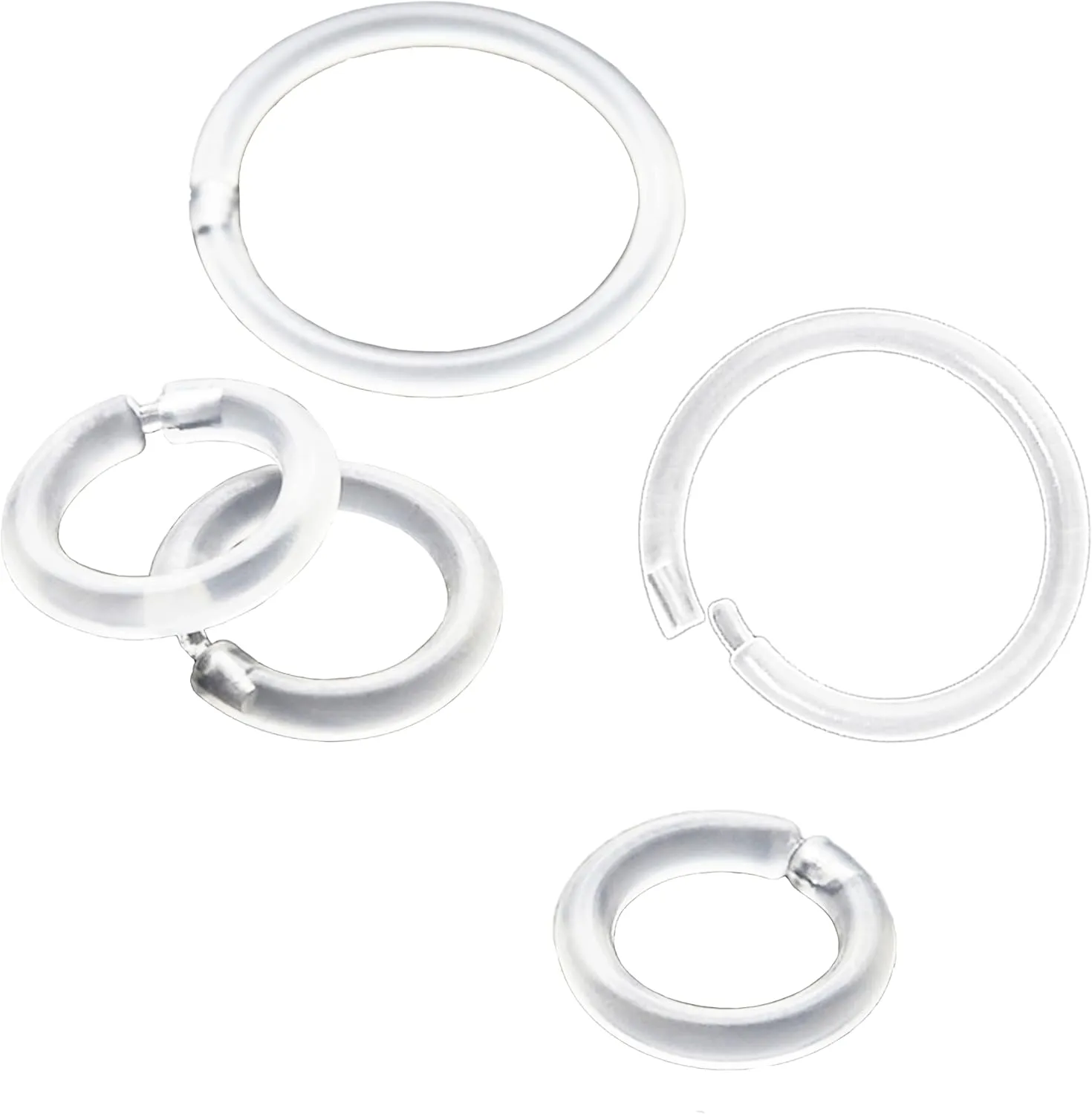16 Gauge Anti-Allergy Unisex Plastic Hoop Ear Retainers, Clear Nose Rings, With Buckle, For Sensitive Ears & Skin