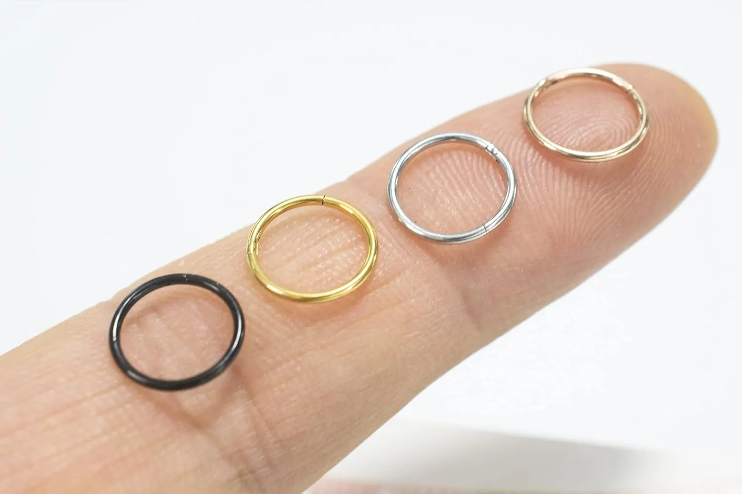 16G 18G 20G Stainless Steel Hinged Clicker Segment Septum Nose Lip Ring Hoop Cartilage Tragus Sleeper Earrings Body Piercing Jewelry for Women Men 6mm 7mm 8mm 9mm 10mm Mix Colors A Set