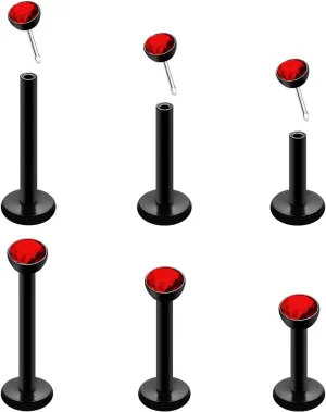 16G 18G Threadless Lip Ring 316L Surgical Steel 6mm 8mm 10mm Labret Jewelry for Tragus, Conch, Helix, Earlobe - Push in Nose Studs CZ Stud Earrings Monroe Piercing Jewelry for Women Men