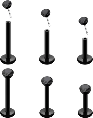 16G 18G Threadless Lip Ring 316L Surgical Steel 6mm 8mm 10mm Labret Jewelry for Tragus, Conch, Helix, Earlobe - Push in Nose Studs CZ Stud Earrings Monroe Piercing Jewelry for Women Men