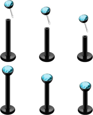 16G 18G Threadless Lip Ring 316L Surgical Steel 6mm 8mm 10mm Labret Jewelry for Tragus, Conch, Helix, Earlobe - Push in Nose Studs CZ Stud Earrings Monroe Piercing Jewelry for Women Men