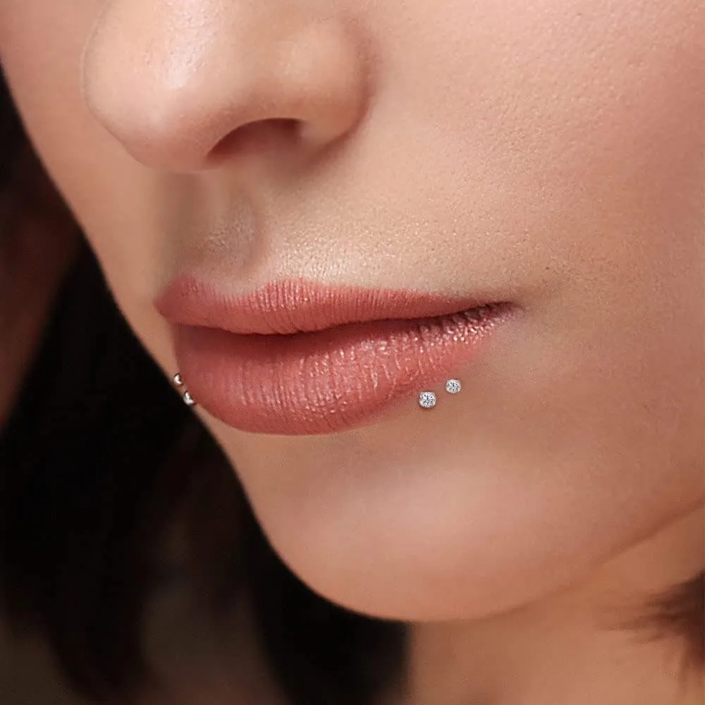 16G/18G Surgical Steel Push in Flat Back Earrings Stud Threadless CZ Nose Studs Rings Tragus Labret Cartilage Lip Medusa Conch Hypoallergenic Body Piercing Jewelry for Women Men