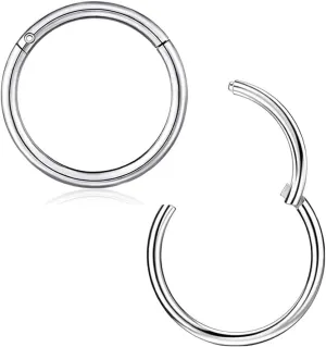 18G Hinged Segment Nose Hoop 316L Surgical Steel Hypoallergenic Jewelry For Nose Lip Ear Ring Helix Cartilage Rook Nostril Septum Cartilage Lobe Body Piercings For Men Women