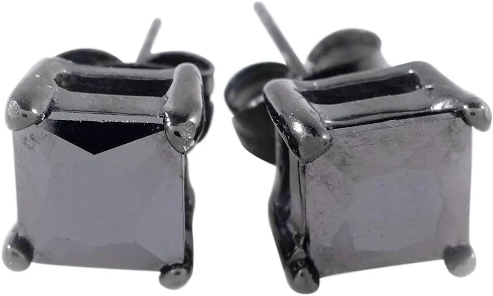 18K Black Gold Stainless Steel Square Stud Earrings
