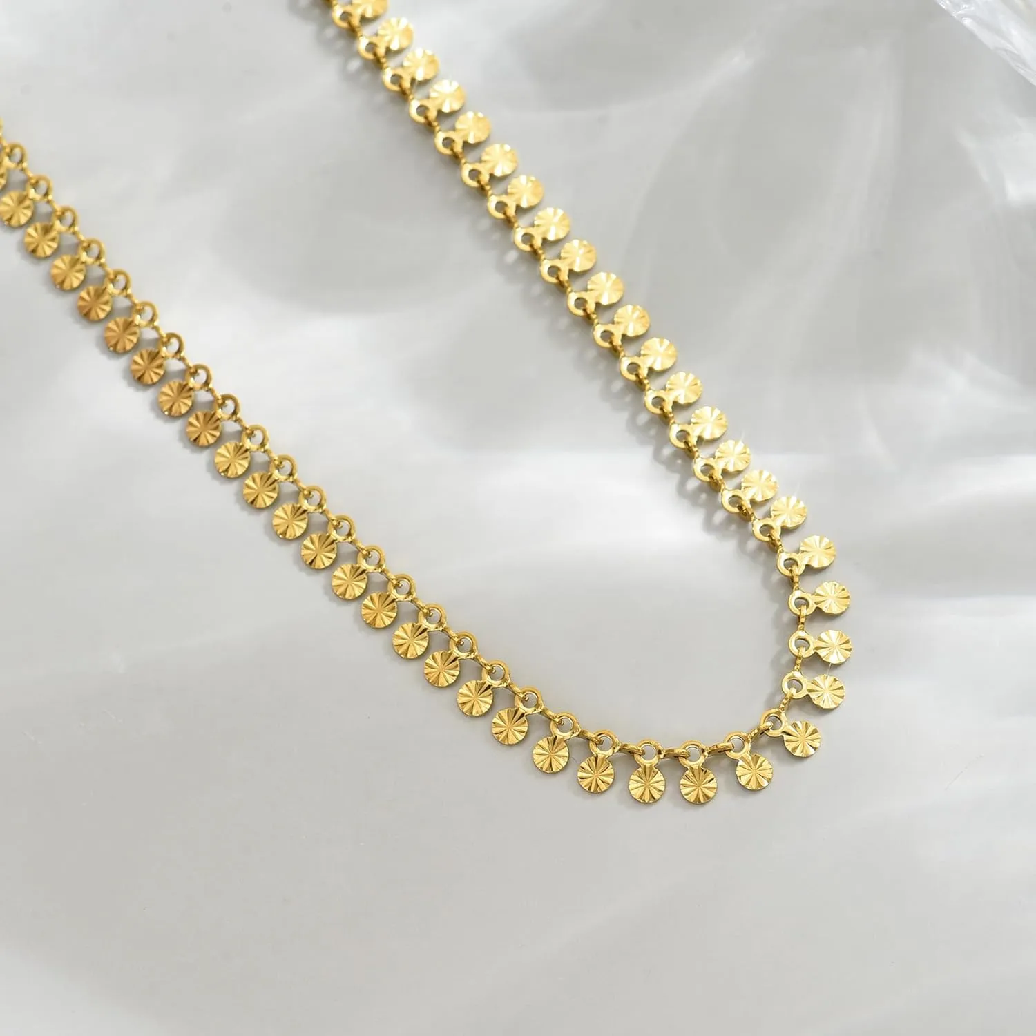 18K Gold Plated Beaded Necklaces for Women Dainty Circle Coin Butterfly Star Drop Cute Tassel Choker Chain Trendy Stainless Steel Jewelry