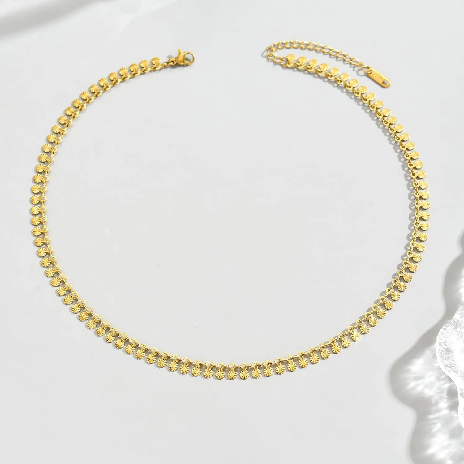 18K Gold Plated Beaded Necklaces for Women Dainty Circle Coin Butterfly Star Drop Cute Tassel Choker Chain Trendy Stainless Steel Jewelry