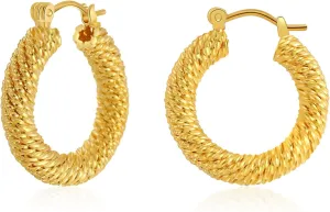 18k Gold-Plated Copper Braided Shape Hoop Earrings for Women Aretes de Mujer