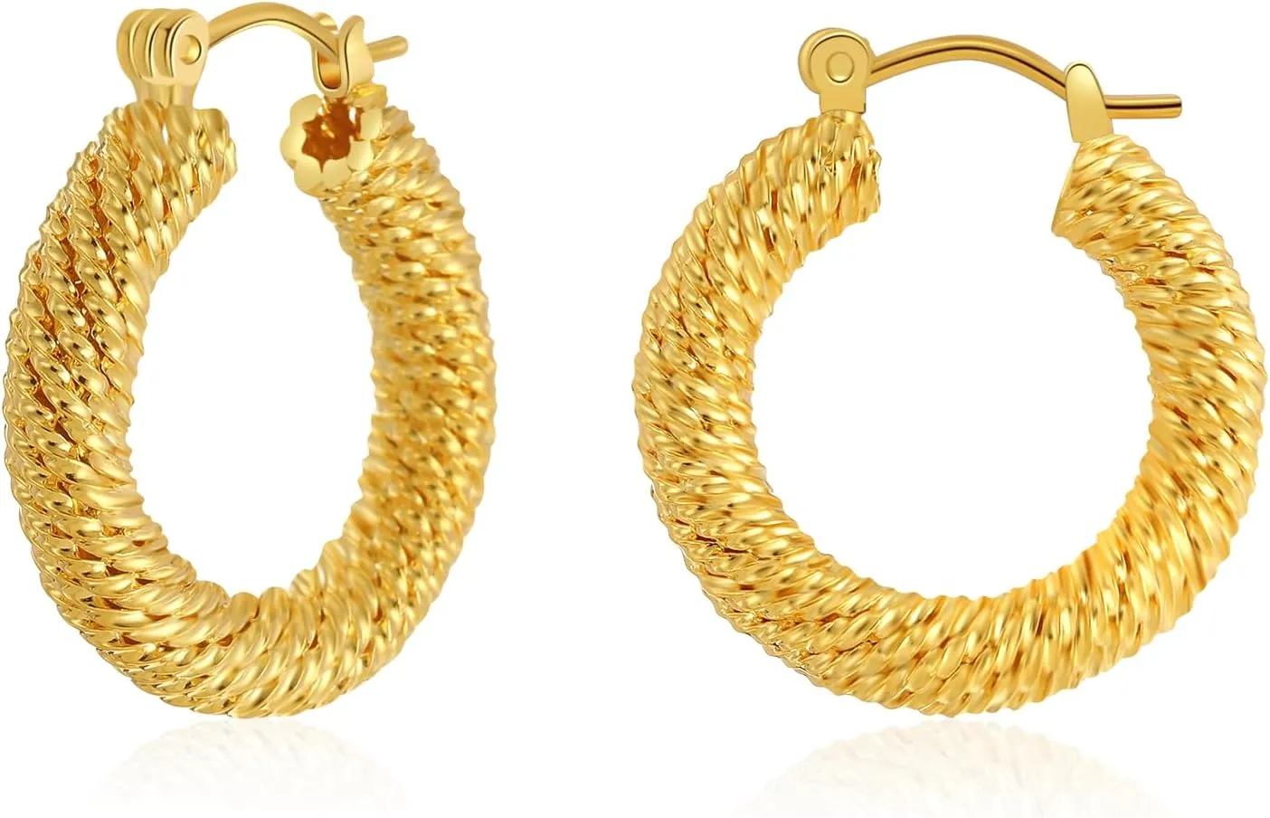 18k Gold-Plated Copper Braided Shape Hoop Earrings for Women Aretes de Mujer