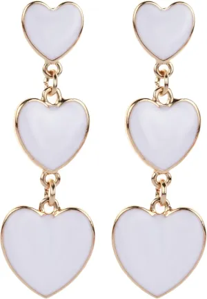 18K Gold Plated Geometric Shapes (Circular, Rectangular, Heart Shaped) Dangle Drop Stud Earrings with Push Back for Women