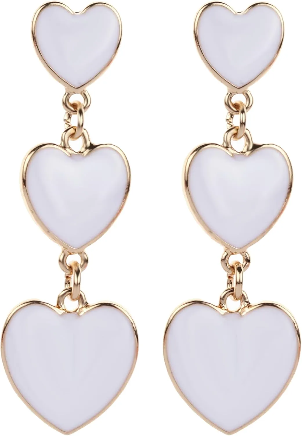 18K Gold Plated Geometric Shapes (Circular, Rectangular, Heart Shaped) Dangle Drop Stud Earrings with Push Back for Women