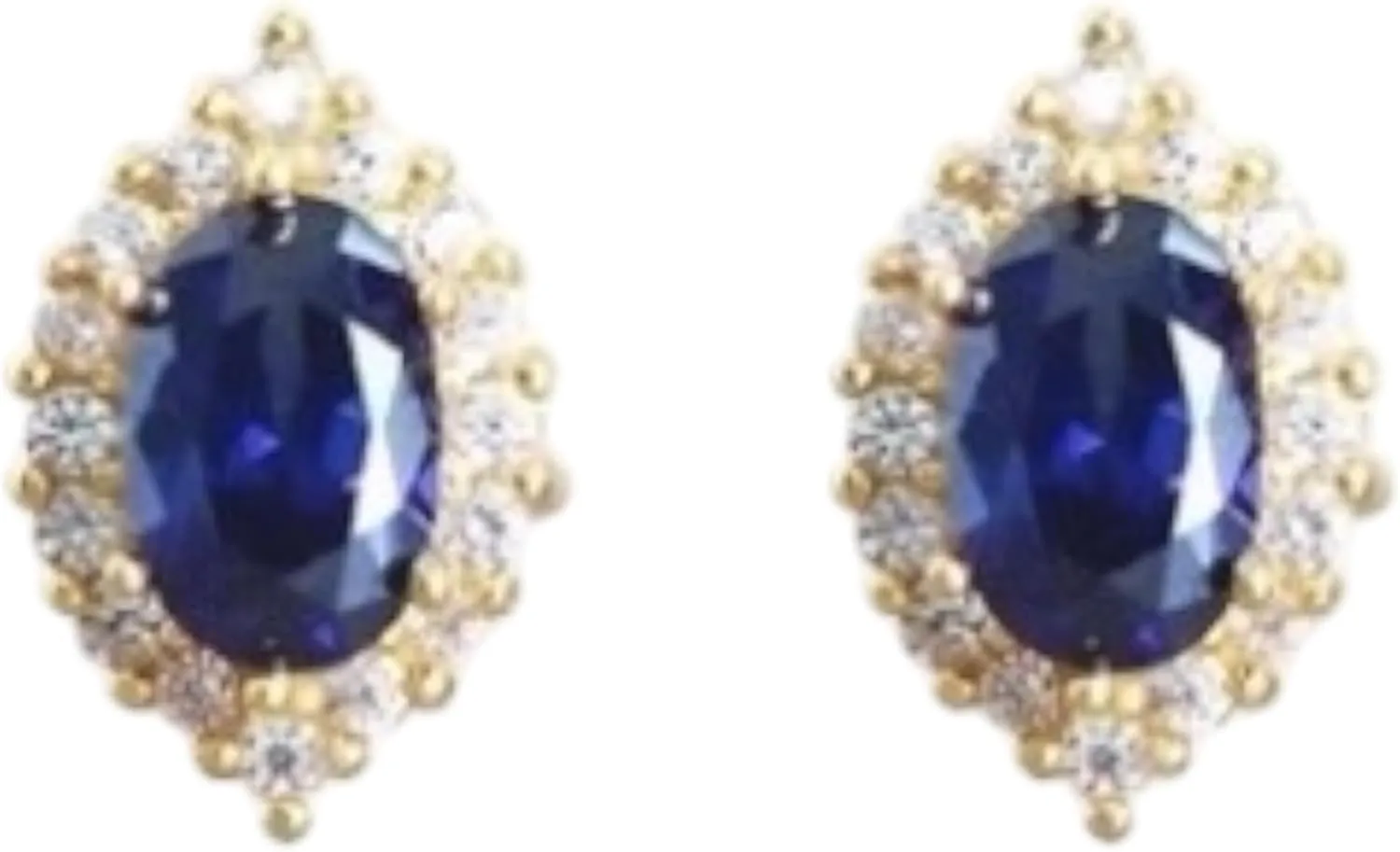 18K Gold Plated S925 Sterling Silver Lab-Created Sapphire Earrings  Sparkling Halo Design with Paved Zirconia, Elegant Stud Earrings for Women