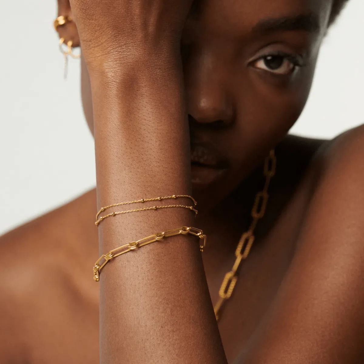 18K Gold Vermeil Double Chain Bracelet
