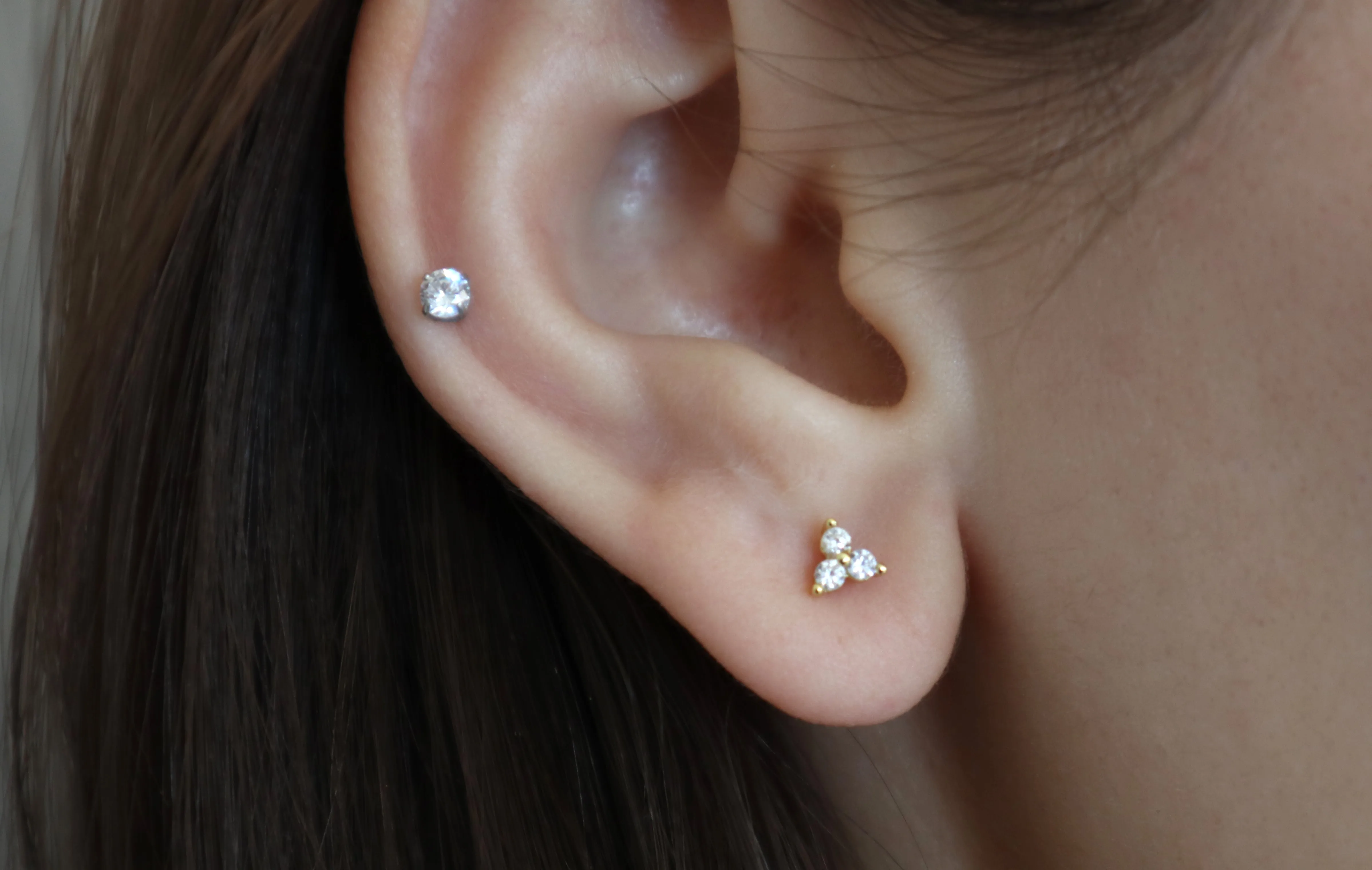 18k/925 Vermeil CZ Lotus Stud Earrings