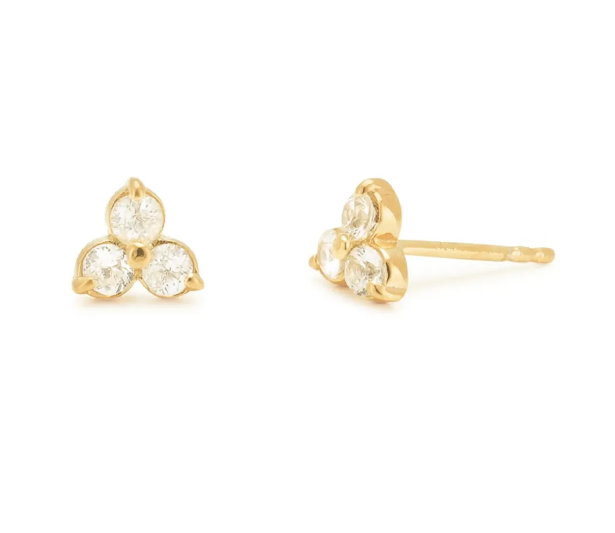 18k/925 Vermeil CZ Lotus Stud Earrings