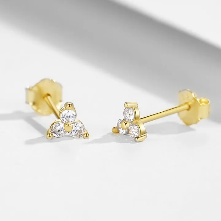 18k/925 Vermeil CZ Lotus Stud Earrings