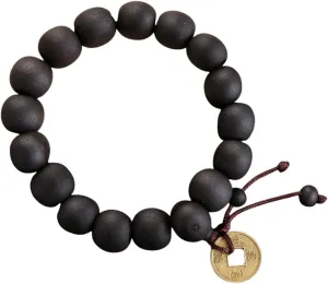 1Pc Wood Bead New Buddha Bracelet Buddhist Bangle Prayer Beads Copper Coin Women Men Lucky Religion Bracelets Charm Jewelry