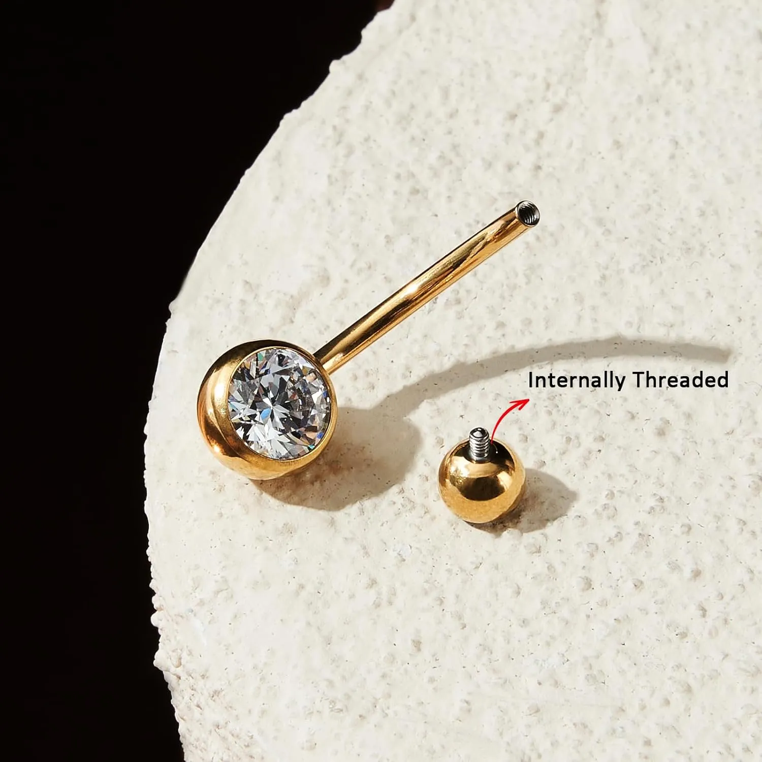 1PC/2PC/3PC G23 Titanium Belly Button Rings 14G 1.6MM Round Cubic Zirconia Belly Rings 6 Sizes of Length to Choose Navel Barbell Belly Piercing Jewelry for Women Men