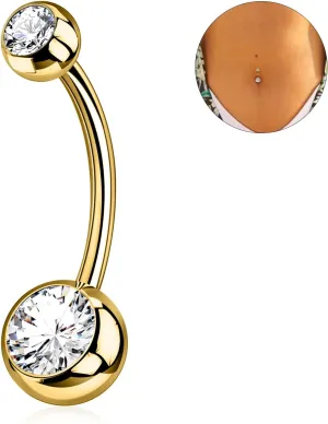 1PC/2PC/3PC G23 Titanium Belly Button Rings 14G 1.6MM Round Cubic Zirconia Belly Rings 6 Sizes of Length to Choose Navel Barbell Belly Piercing Jewelry for Women Men