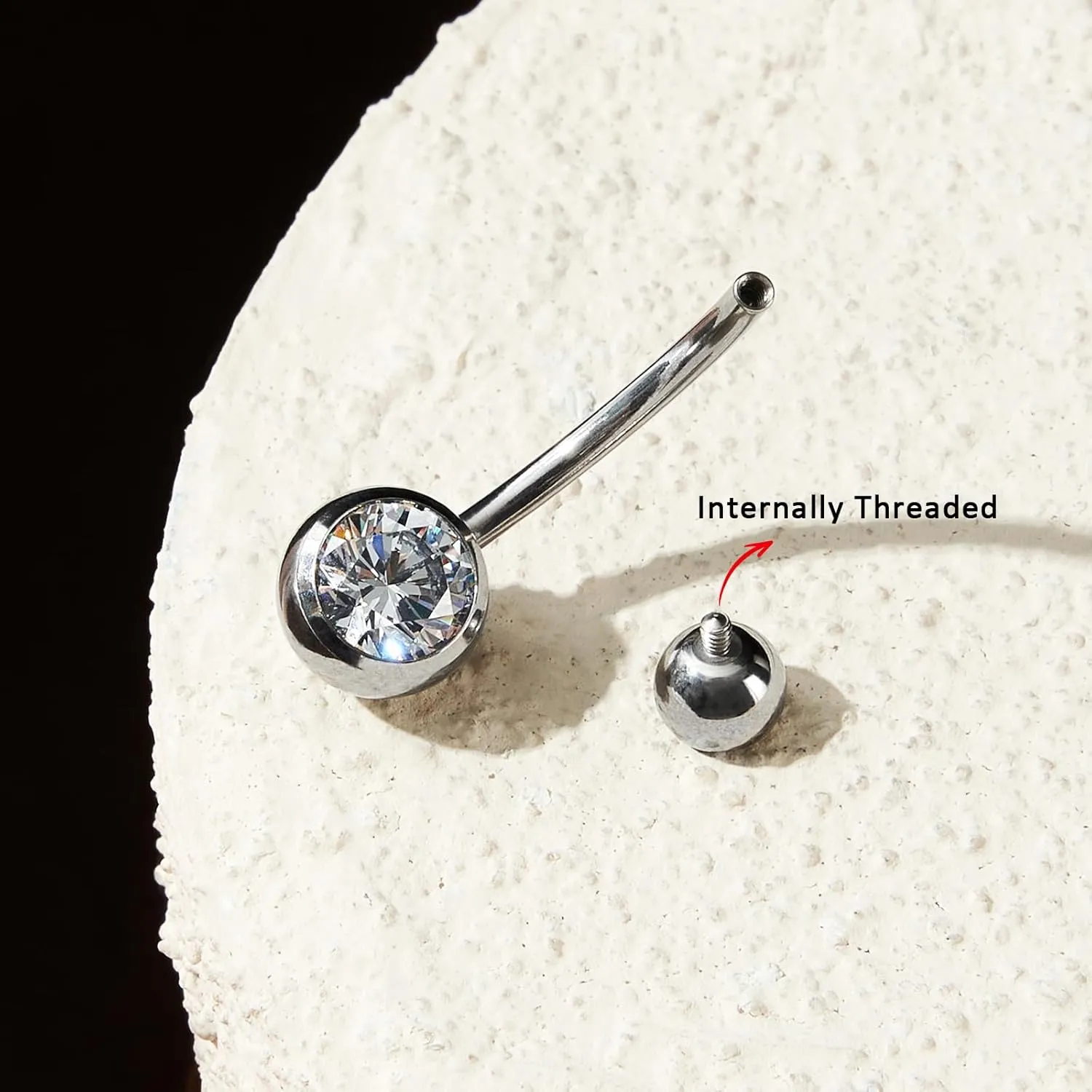 1PC/2PC/3PC G23 Titanium Belly Button Rings 14G 1.6MM Round Cubic Zirconia Belly Rings 6 Sizes of Length to Choose Navel Barbell Belly Piercing Jewelry for Women Men