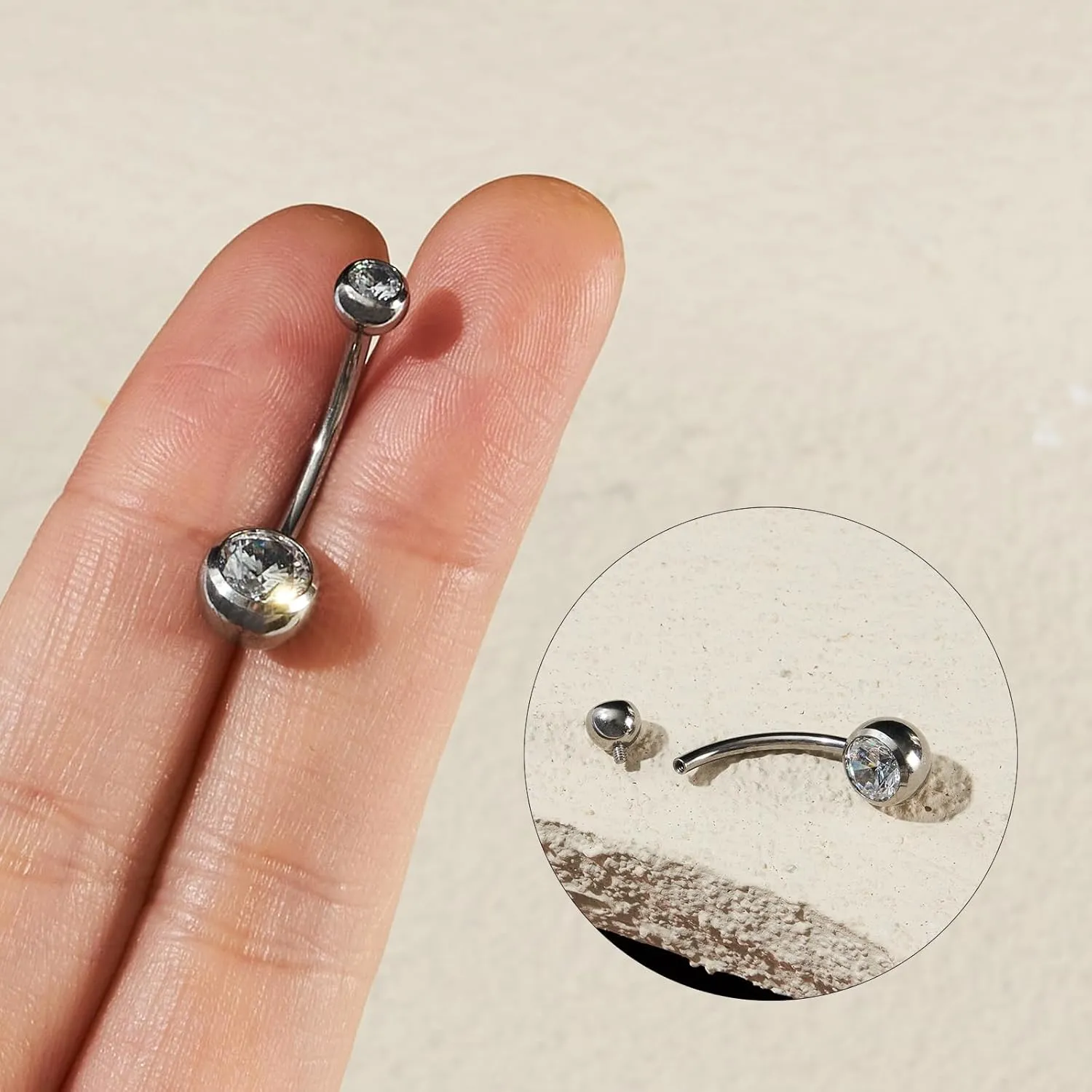 1PC/2PC/3PC G23 Titanium Belly Button Rings 14G 1.6MM Round Cubic Zirconia Belly Rings 6 Sizes of Length to Choose Navel Barbell Belly Piercing Jewelry for Women Men
