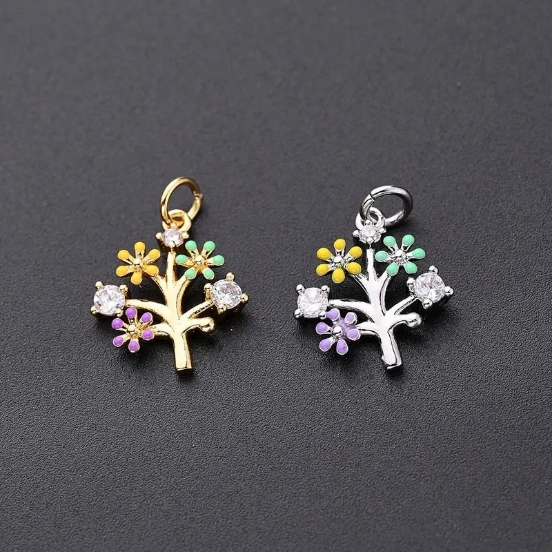 1Pc/Package 13x11.5mm 15x9.5mm Hole 2~2.9mm Hole 3~3.9mm Copper Zircon White Gold Plated Gold Plated Flower Daisy Polished Pendant