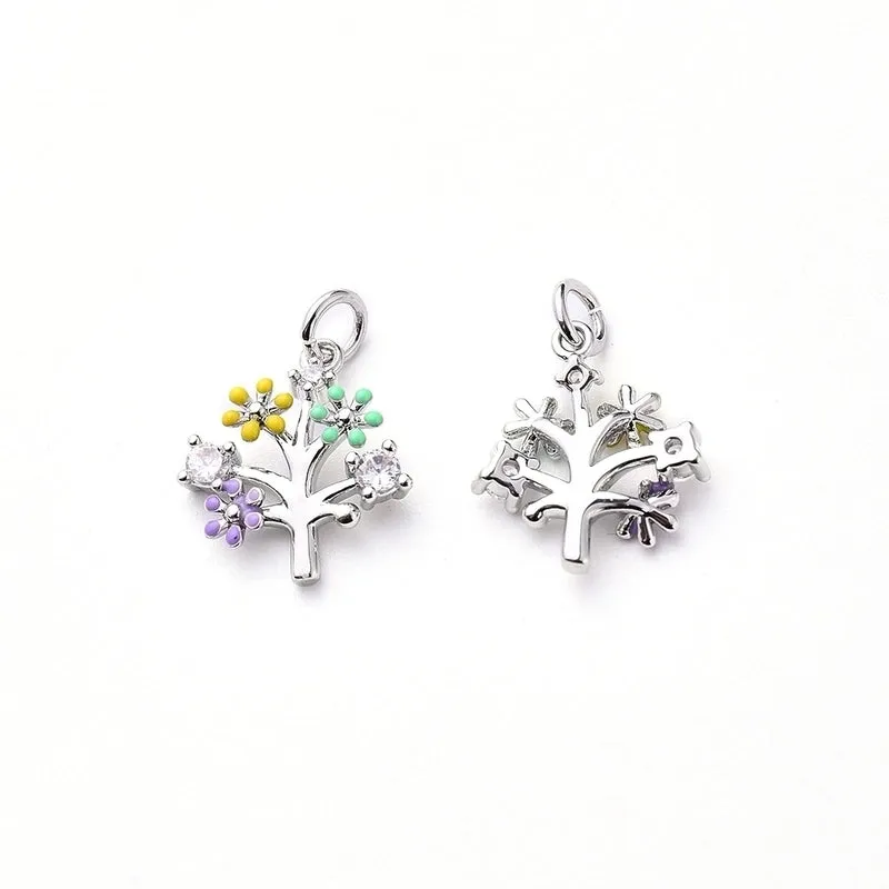 1Pc/Package 13x11.5mm 15x9.5mm Hole 2~2.9mm Hole 3~3.9mm Copper Zircon White Gold Plated Gold Plated Flower Daisy Polished Pendant