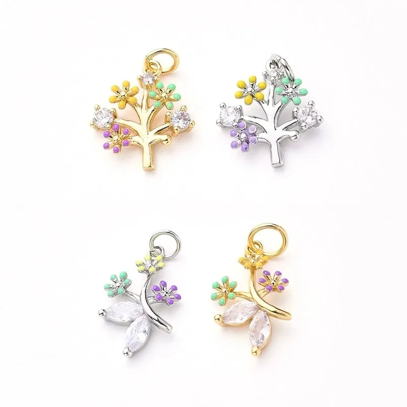 1Pc/Package 13x11.5mm 15x9.5mm Hole 2~2.9mm Hole 3~3.9mm Copper Zircon White Gold Plated Gold Plated Flower Daisy Polished Pendant