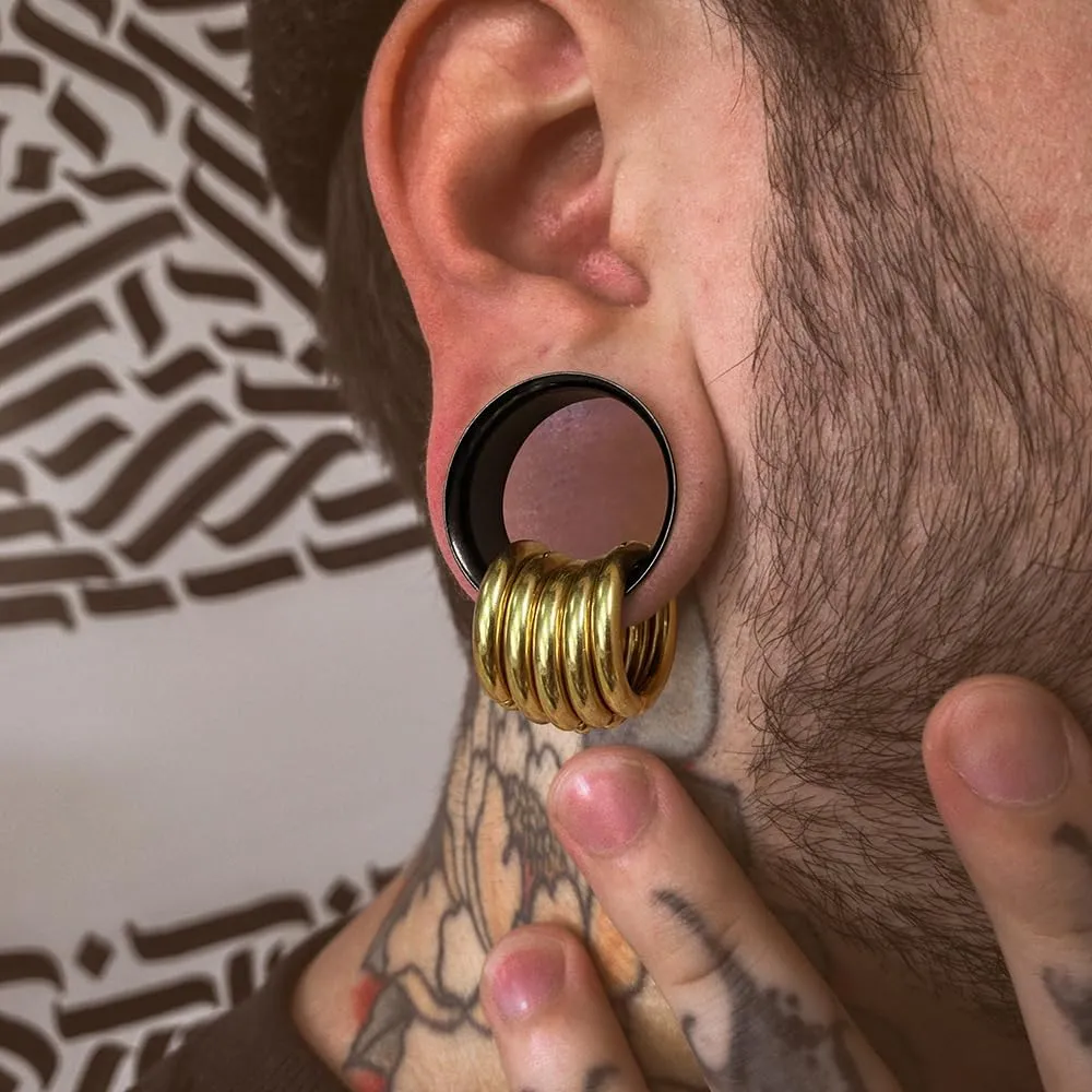 2 Pairs Plugs Tunnels with 10pcs Stacked Rings Stainless Steel Ear Gauges, Size 2g - 1 inch Hypoallergenic Surgical Steel Ear Stretcher Expander Body Jewelry
