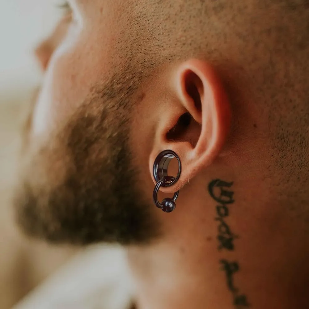 2 Pcs Ear Plugs Tunnels with 10 Pcs Stacked Rings and 2 Pcs Beads Stainless Steel Ear Gauges, Size 2g - 1 inch Surgical Steel Ear Stretcher Expander Body Jewelry