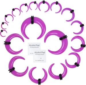 20 Pcs Ear Stretching Kit Buffalo Pincher Septum Piercing Jewelry 14G 12G 10G 8G 6G 4G 2G 0G 00G Septum Rings Nose Septum Stretching Kit for Women Men