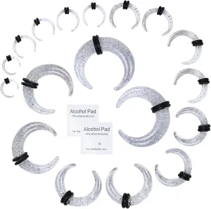 20 Pcs Ear Stretching Kit Buffalo Pincher Septum Piercing Jewelry 14G 12G 10G 8G 6G 4G 2G 0G 00G Septum Rings Nose Septum Stretching Kit for Women Men