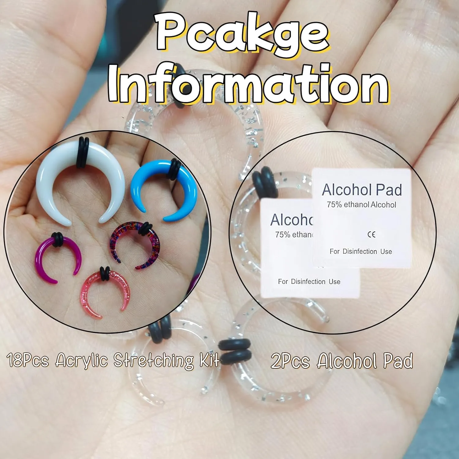 20 Pcs Ear Stretching Kit Buffalo Pincher Septum Piercing Jewelry 14G 12G 10G 8G 6G 4G 2G 0G 00G Septum Rings Nose Septum Stretching Kit for Women Men