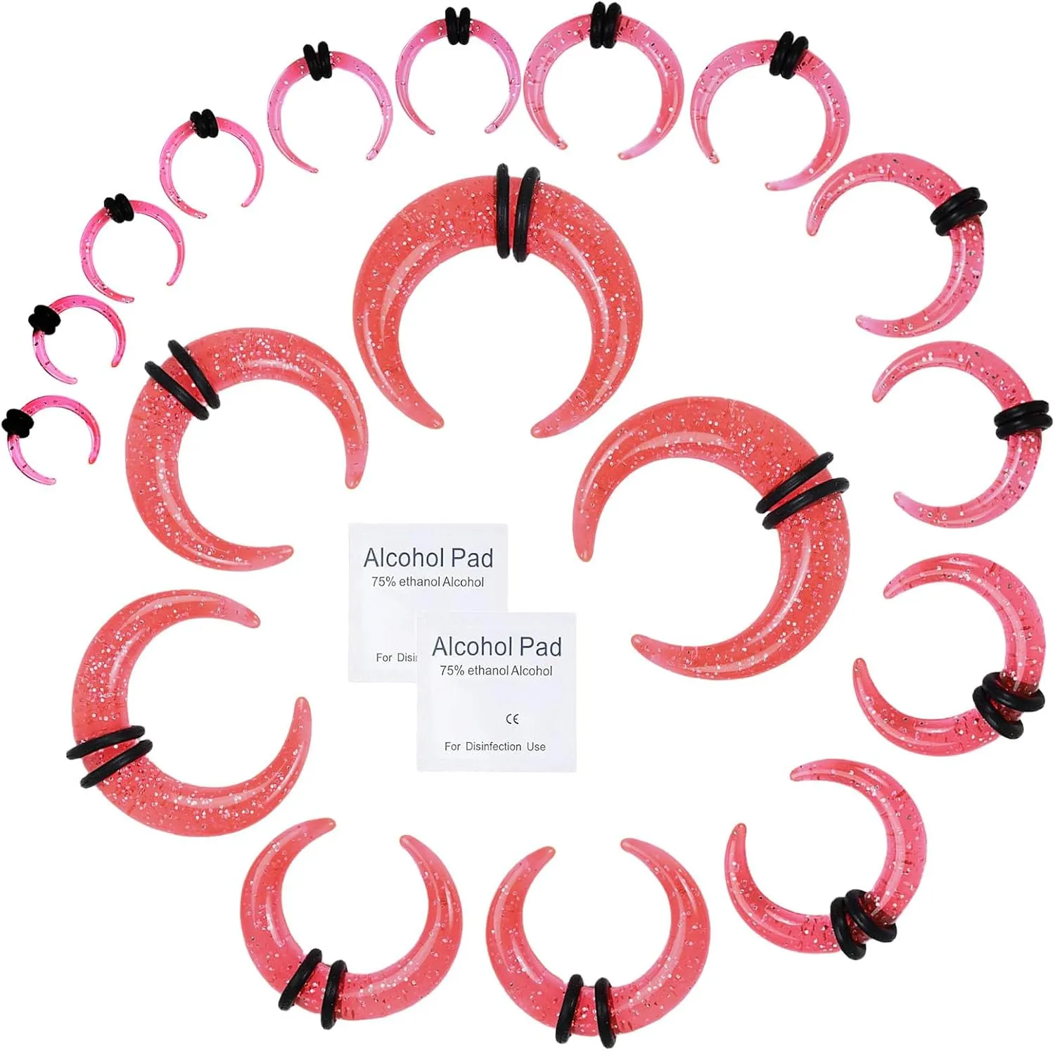 20 Pcs Ear Stretching Kit Buffalo Pincher Septum Piercing Jewelry 14G 12G 10G 8G 6G 4G 2G 0G 00G Septum Rings Nose Septum Stretching Kit for Women Men