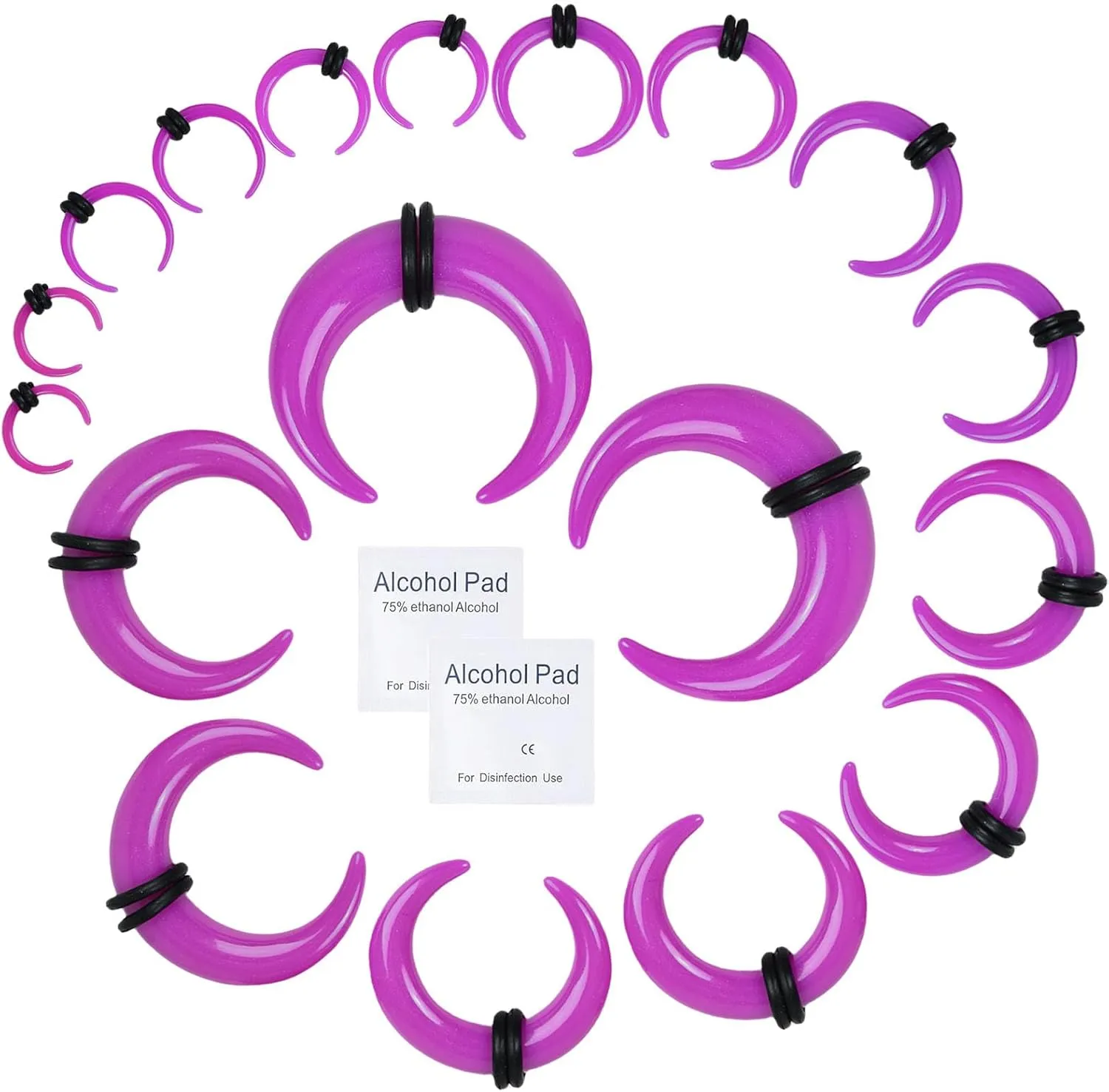 20 Pcs Ear Stretching Kit Buffalo Pincher Septum Piercing Jewelry 14G 12G 10G 8G 6G 4G 2G 0G 00G Septum Rings Nose Septum Stretching Kit for Women Men