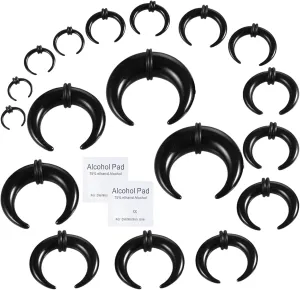 20 Pcs Ear Stretching Kit Buffalo Pincher Septum Piercing Jewelry 14G 12G 10G 8G 6G 4G 2G 0G 00G Septum Rings Nose Septum Stretching Kit for Women Men
