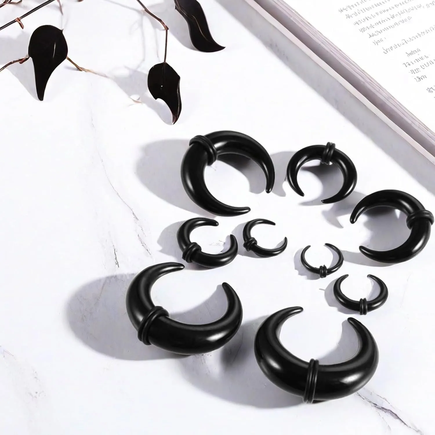 20 Pcs Ear Stretching Kit Buffalo Pincher Septum Piercing Jewelry 14G 12G 10G 8G 6G 4G 2G 0G 00G Septum Rings Nose Septum Stretching Kit for Women Men