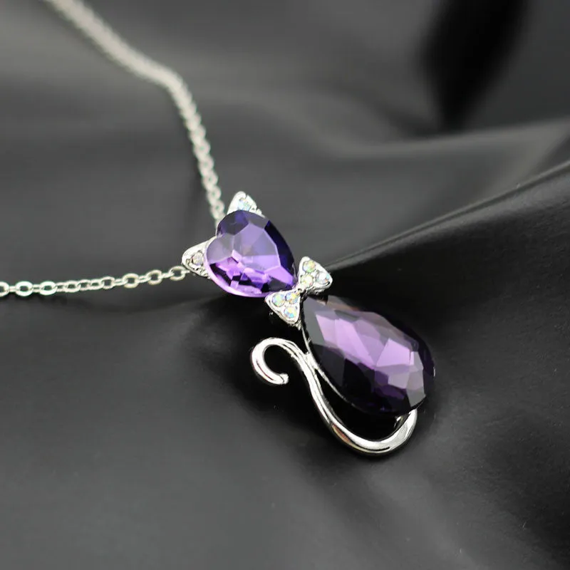 2016 NEW gift brand design girl women accesorries jewelry Austrian crystal Cat catty 18KGP Pendant Chain Necklace 84575