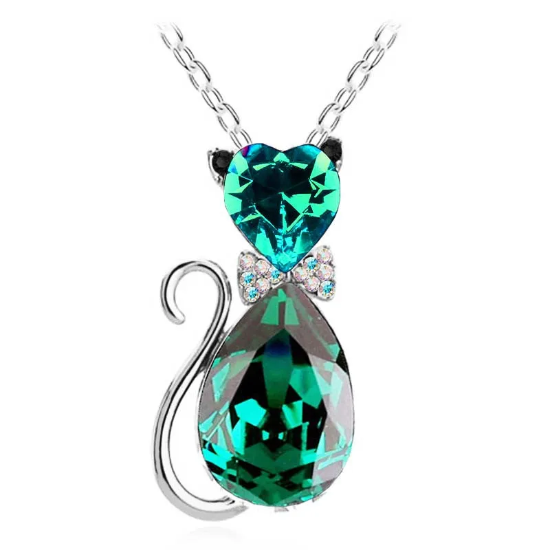 2016 NEW gift brand design girl women accesorries jewelry Austrian crystal Cat catty 18KGP Pendant Chain Necklace 84575