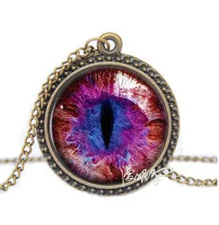 2016 Vintage Jewelry Wholesale Blue Green Cat Eye Necklace Pendant Fashion Charming Rhinestone Ethnic Necklace for Men Women