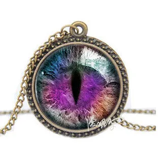 2016 Vintage Jewelry Wholesale Blue Green Cat Eye Necklace Pendant Fashion Charming Rhinestone Ethnic Necklace for Men Women