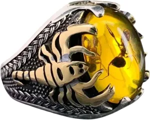 2025 Vintage Big Oval Natural Agate Stone Ring for Men Retro Inlaid Yellow Red Zircon Ant Ring for Women Wedding Band Jewelry