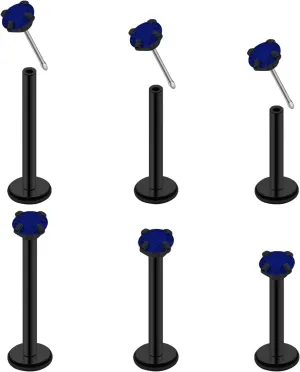 20G 18G 16G Threadless Push in Lip Ring Stainless Steel 3mm Clear CZ Stud Top 6mm 8mm 10mm Labret Tragus Nose Cartilage Daith Stud Earring Flat Back Monroe Piercing Jewelry for Women Men