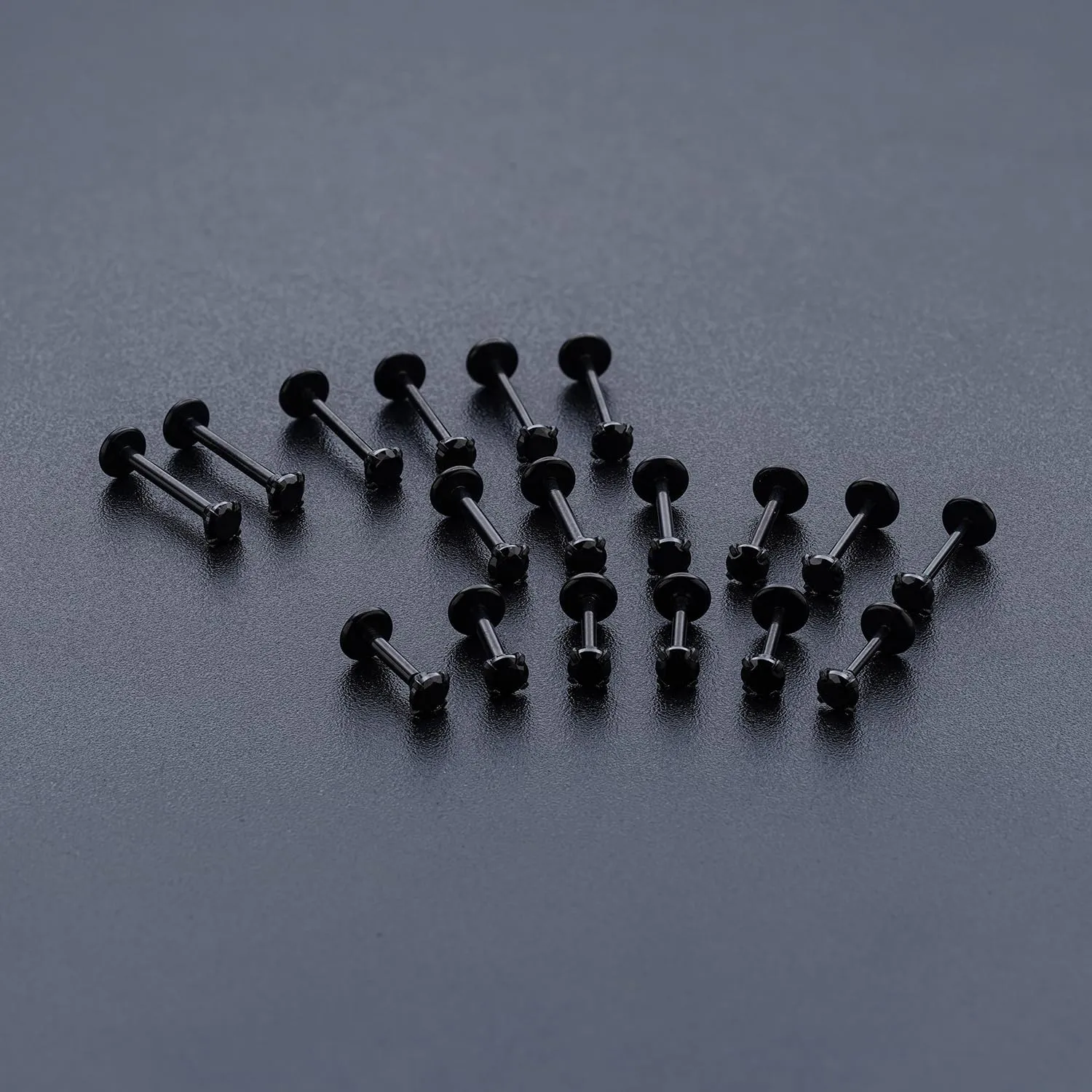 20G 18G 16G Threadless Push in Lip Ring Stainless Steel 3mm Clear CZ Stud Top 6mm 8mm 10mm Labret Tragus Nose Cartilage Daith Stud Earring Flat Back Monroe Piercing Jewelry for Women Men